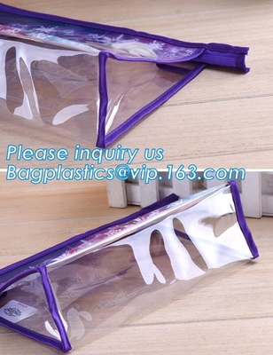 Calidad de la bolsa del Pvc buena con el bolso del embalaje de la cremallera, la bolsa de plástico helada mate del bolso de la cremallera del resbalador del PVC con la cremallera l de la cremallera/pvc