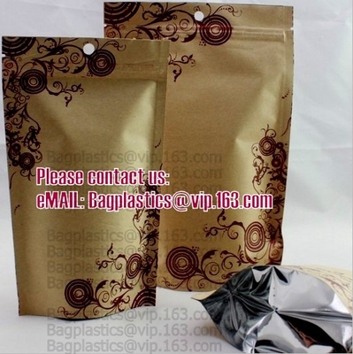 Los bolsos laterales del escudete, patio sellaron los bolsos, galleta que empaquetaba, paquete del té, paquete del café, papel de aluminio de empaquetado del aceite k empaquetan W
