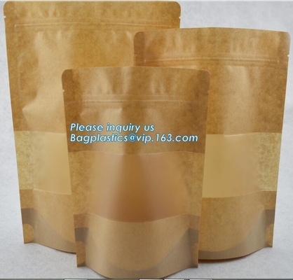 Soporte que se puede volver a sellar reforzado inferior del papel de Kraft del cuadrado encima del bolso de empaquetado del arroz de la bolsa con el PAQUETE de la cremallera y de la ventana BAGEASE