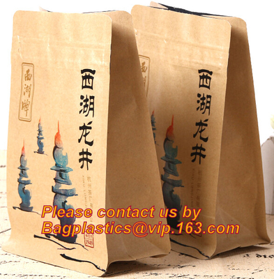 El empaquetado del coco de la bolsa de papel de Kraft de la hoja empaqueta Doypack con la ventana clara, bolso del acondicionamiento de los alimentos de 500g 1kg 16oz k modifica para requisitos particulares
