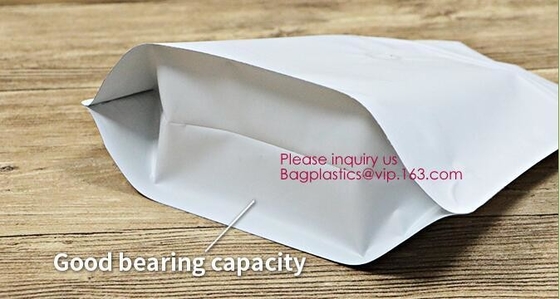 Bolso de café inferior plano del bloque de cuadrado del escudete k del papel de aluminio con la válvula y la cremallera, papel de aluminio del oro bottom/sq plano