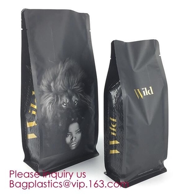 Válvula inferior inferior plana de impresión de encargo de Bean Snack Packaging Bag With del café del cuadrado al por mayor del bolso de la bolsa del papel de aluminio