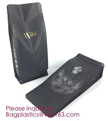 Válvula inferior inferior plana de impresión de encargo de Bean Snack Packaging Bag With del café del cuadrado al por mayor del bolso de la bolsa del papel de aluminio