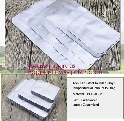 Bolso inferior de plata plano del acondicionamiento de los alimentos del cuadrado del papel de aluminio de Mylar de la cerradura de la cremallera del paquete del OEM pequeño, papel de aluminio biodegradable