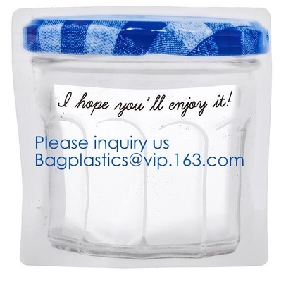 Vagos plásticos formados modificados para requisitos particulares biodegradables de los bocados de Mason Bottle Modeling Zippers Storage del claro de la bolsa de plástico del envase de comida