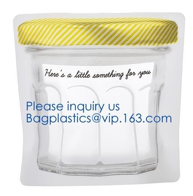 Vagos plásticos formados modificados para requisitos particulares biodegradables de los bocados de Mason Bottle Modeling Zippers Storage del claro de la bolsa de plástico del envase de comida