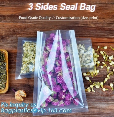 bolso lateral claro del sello del opp/del cpp tres para las habas, galletas, galletas, la bolsa de poliéster auta-adhesivo del cpp de los pp con la cinta del pegamento, plast de CPP BOPP