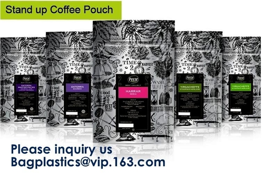 Categoría alimenticia Matt Black Surface Coffee Bag con la válvula Matt Black Surface Coffee Bag con la válvula, café Bean Bag Aluminum Fo