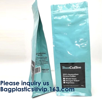 Bolso de café lateral reutilizable del escudete dentro del embalaje del café del papel de aluminio con la válvula, bolso que embala del vacío del papel de aluminio, cremallera