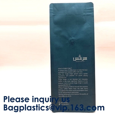 las bolsas amarillas del café del escudete del lado del sellado caliente 250g empaquetan con el café 100g, caja de las bolsas de Matte Coating Foil Flat Bottom de la válvula