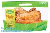 El bolso caliente plástico del pollo de Resealabele del material anti de la niebla de la categoría alimenticia, bolso fresco del embalaje del pollo, pollo asado hirvió el chicke