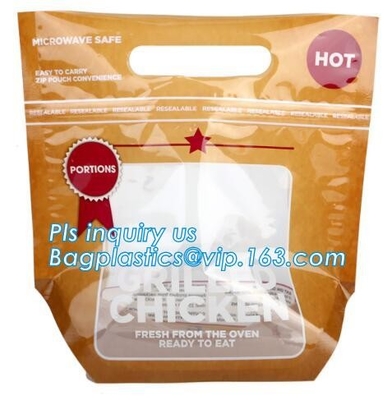 Bolso caliente del pollo asado/bolso caliente del envase de plástico de la carne asada para el pato, pollo, pescado, Fried Chicken Packaging Clear Microwaveable