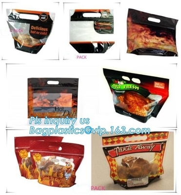 Bolso caliente del pollo asado/bolso caliente del envase de plástico de la carne asada para el pato, pollo, pescado, Fried Chicken Packaging Clear Microwaveable