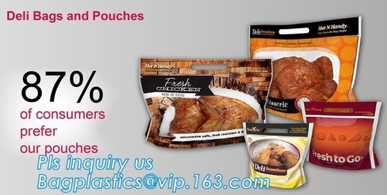 Bolso caliente del pollo asado/bolso caliente del envase de plástico de la carne asada para el pato, pollo, pescado, Fried Chicken Packaging Clear Microwaveable