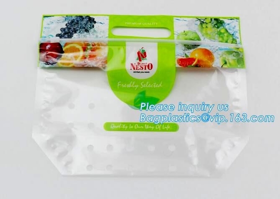 las bolsas de plástico perforadas micro para la verdura, bolsos reconectables de los bolsos del almacenamiento del cuarto de galón k para el apretón adicional s de la fruta de la frescura