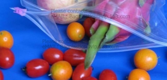 Bolsos plásticos del resbalador con los bolsos de la cremallera de k, bolso de empaquetado de la fruta de la cremallera del resbalador de los bolsos de la uva, el mantener fresco de la fruta reutilizable