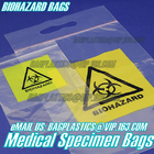 Bolso material biodegradable del espécimen del Biohazard del LDPE con la cremallera, bolsos opacos de la cremallera del biohazard del espécimen, zipp del espécimen del laboratorio