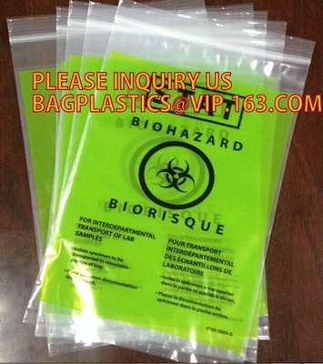 imprimiendo bolsos plásticos del espécimen de la cremallera del biohazard PE, los bolsos del Biohazard del cierre superior de cremallera, bio espécimen de Harzard empaquetan/Bioh inútil médico