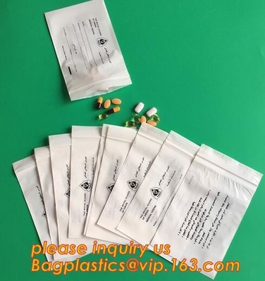 bolso médico esterilizado plástico de empaquetado médico de k, bolsos médicos del sobre de la cremallera del bloque de la droga programable de la cerradura, empaquetando