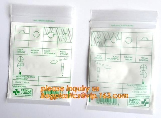 Primeros auxilios médicos Kit Empty Bag, bolso médico de la cerradura de la cremallera de la píldora, bolso médico que se puede volver a sellar de la salida con k para los paquetes del tabaco