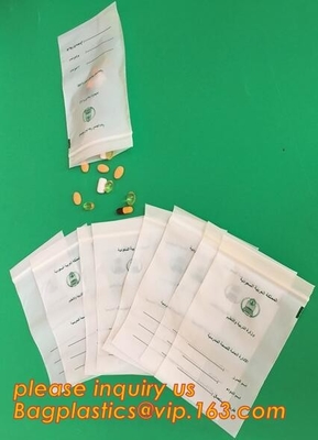 Primeros auxilios médicos Kit Empty Bag, bolso médico de la cerradura de la cremallera de la píldora, bolso médico que se puede volver a sellar de la salida con k para los paquetes del tabaco