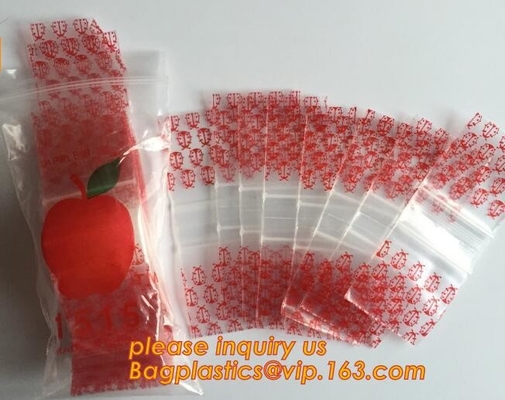 Bolsa de poliéster de la cerradura de la cremallera de la manzana del LDPE la mini/bolso impreso del envase de plástico, imprimiendo la marca Mini Zip Lock Bag de Apple, plas reconectables
