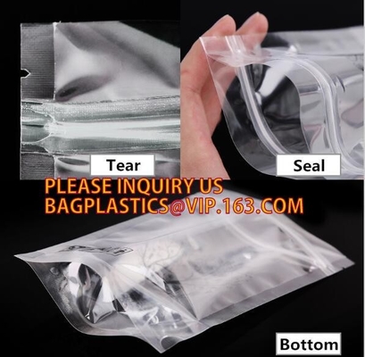 El soporte encima del bolso plástico de empaquetado transparente de Mylar de la cerradura de la cremallera del bolso de la bolsa k de la cremallera, categoría alimenticia de la UE del FDA pulveriza el empaquetado