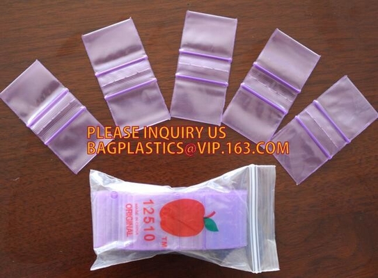 bolso de encargo plástico barato del sello de la cremallera 100%LDPE 3x3/mini baggie de la manzana, bolso del almacenamiento de la comida de la cerradura de la cremallera de la manzana de la prueba del aire mini con el ow
