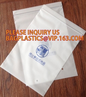 medio bolso con Hang Hole, bolso del envase de plástico de la ropa interior de la cerradura de la cremallera, pac de la cerradura de la cremallera del plástico transparente de la película blanca accesoria de la perla