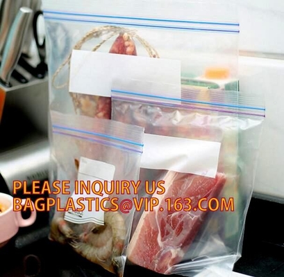 bolso reconectable transparente del LDPE del hogar en la caja de color, bolsos del almuerzo de la cremallera de la comida del PE con la caja de color, comida del uso del hogar del FDA