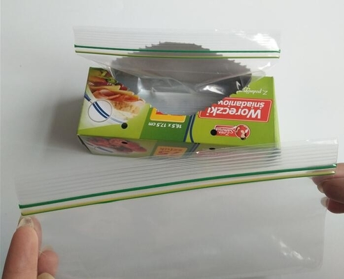 Bolso autoproclamado doble al por mayor de la cremallera de la cremallera del PE del bolso doble transparente del lacre, Turquía que trae el bolso con la cremallera doble