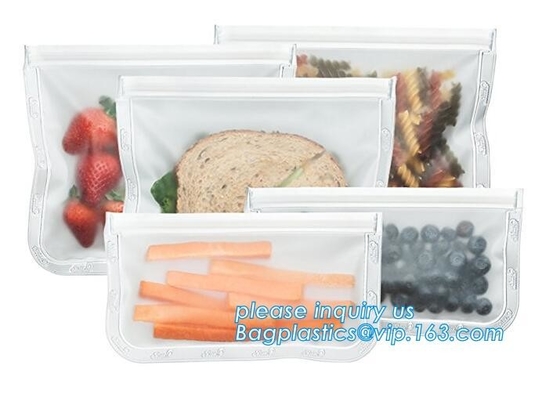 El bolso reutilizable de categoría alimenticia de encargo del almacenamiento de la comida del peva del fabricante de China, almacenamiento al aire libre reutilizable de la fruta de la bebida empaqueta el mar de la cremallera