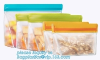 El almacenamiento reutilizable de la conservación de alimentos del silicón del congelador grande fresco hermético de la cremallera de la categoría alimenticia empaqueta con bagplastic