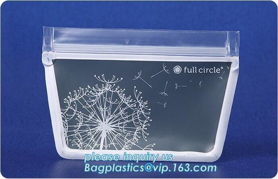 bolso fresco de custodia reutilizable del almacenamiento de la conservación de alimentos del silicón con la cremallera para la microonda, sello de vacío comprimido grabado en relieve