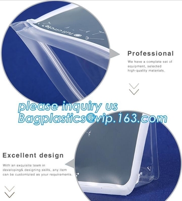 bolso fresco de custodia reutilizable del almacenamiento de la conservación de alimentos del silicón con la cremallera para la microonda, sello de vacío comprimido grabado en relieve