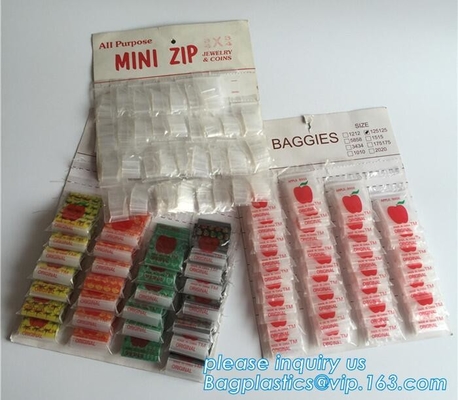 Empaquete el tipo y acepte los baggies de los bolsos de Mini Apple de la orden de encargo, Apple Mini Zip Lock Bags, wi del bolso de la cremallera de la manzana del bolso de k mini