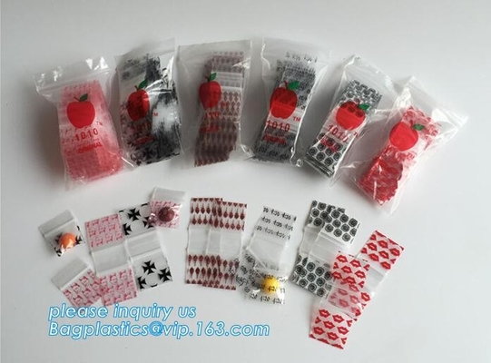 BOLSO de la CERRADURA de la CREMALLERA con la línea roja, la pequeña bolsa de plástico coloreada de la cerradura de la cremallera, RRPP al azar 2020 de los diseños de Apple mini k 100 Baggies 25