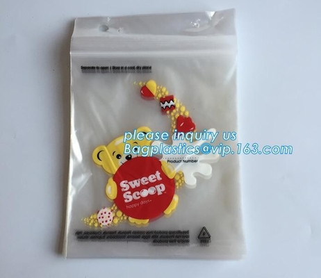 el almacenamiento de la comida wicketed el bolso de la cerradura de la cremallera del plástico transparente del ldpe con la impresión, bolso plástico del FDA del wicket de encargo k de la categoría alimenticia, bage