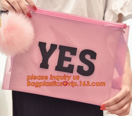 Bolsos de compras del regalo con el bolso modificado para requisitos particulares manijas del Pvc, bolsos de la manija de los efectos de escritorio con la cremallera del resbalador, bolso de la manija del PVC