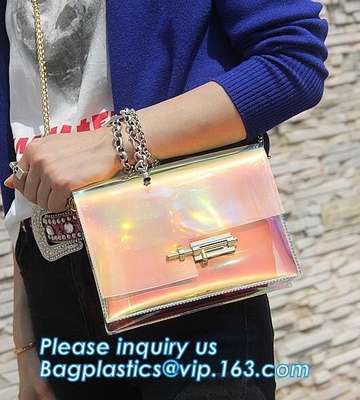 Embrague transparente claro Tote Bag, CRO (coordinadora) clara transparente del bolso DIY del PVC de la playa del hombro del bolso del pvc del bolso de la jalea del caramelo