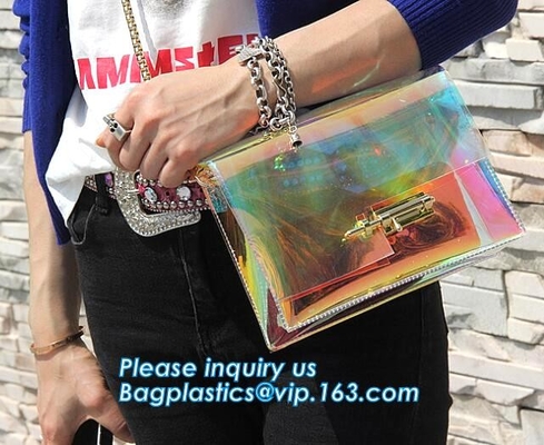 Embrague transparente claro Tote Bag, CRO (coordinadora) clara transparente del bolso DIY del PVC de la playa del hombro del bolso del pvc del bolso de la jalea del caramelo