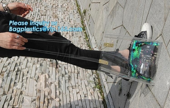 Bolsos casuales femeninos del artículo de tocador, hombro transparente de encargo b del ultramarinos del pvc del verano de compras del bolso claro impermeable del bolso