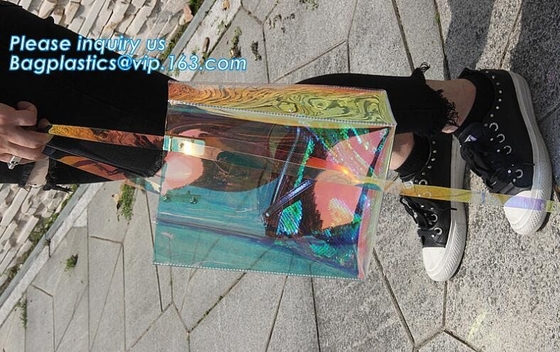 Bolsos casuales femeninos del artículo de tocador, hombro transparente de encargo b del ultramarinos del pvc del verano de compras del bolso claro impermeable del bolso