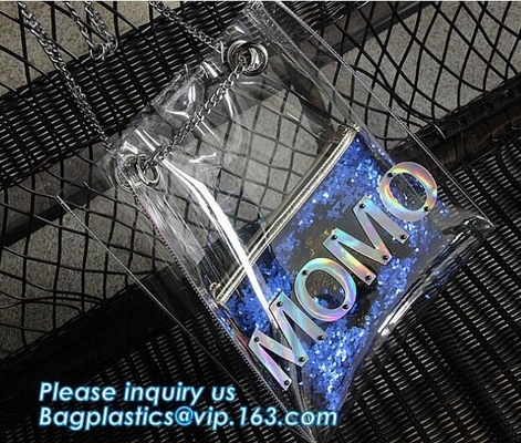 PVC pequeño Tote Handbags Shopping Shoulder Bags transparente, bolso impermeable de la playa del hombro del pvc, PA del vinilo del bolso de la playa del verano