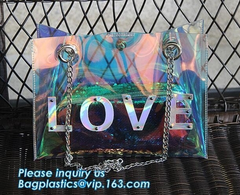 Bolso del PVC de Tote Bags de la playa con el bolsillo interior, mujeres bolso de encargo grande, Tote Shoulder Sling Bag, monedero del PVC