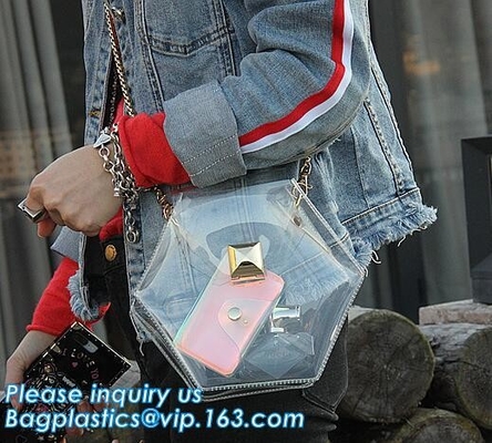 bolso del pvc de los bolsos para el bolso impermeable del pvc de la cremallera de las señoras, bolsos transparentes del PVC, PVC del bolso del laser de la moda