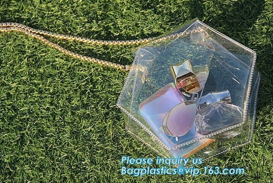 bolso del pvc de los bolsos para el bolso impermeable del pvc de la cremallera de las señoras, bolsos transparentes del PVC, PVC del bolso del laser de la moda