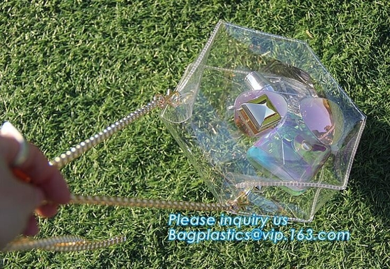 bolso del pvc de los bolsos para el bolso impermeable del pvc de la cremallera de las señoras, bolsos transparentes del PVC, PVC del bolso del laser de la moda