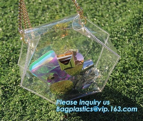Las mujeres transparentes claras del PVC de Tote Bags Crystal forman el bolso de la playa del hombro del bolso, bolso claro Tr del PVC de la playa del verano