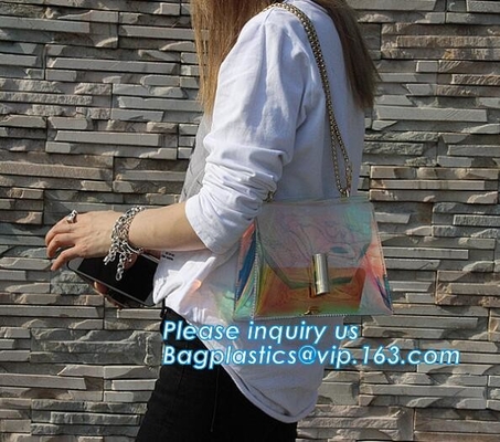 Prenda impermeable Tote Bag para la moda adolescente y mujer con clase, mochila clara durable del bolso de la cremallera del Pvc para el mejor precio, PVC Shoulde